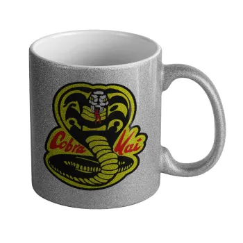 Cobra Kai Yellow, Κούπα Ασημένια Glitter που γυαλίζει, κεραμική, 330ml
