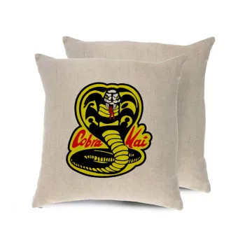 Cobra Kai Yellow, Μαξιλάρι καναπέ ΛΙΝΟ 40x40cm περιέχεται το  γέμισμα