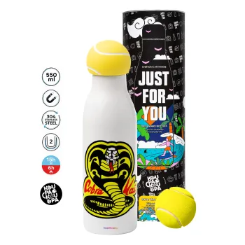 Cobra Kai Yellow, Μπάλα τένις μεταλλικό παγούρι θερμός, διπλού τοιχώματος, 550ml