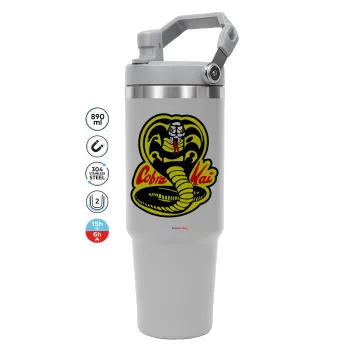 Cobra Kai Yellow, GREY color, 890ml (30oz) stainless Steel Tumbler with Handle
