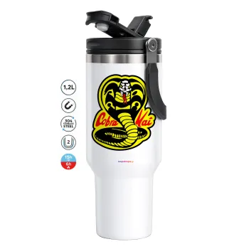 Cobra Kai Yellow, Mega Stainless steel Tumbler with lid, double wall 1,2L