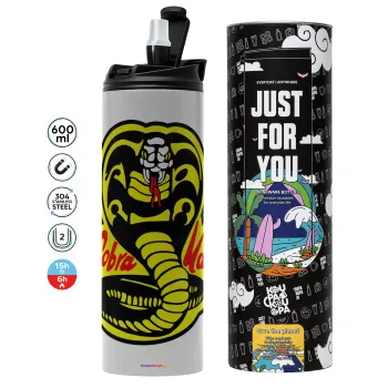 Cobra Kai Yellow, Tumbler stainless steel GREY 600ml