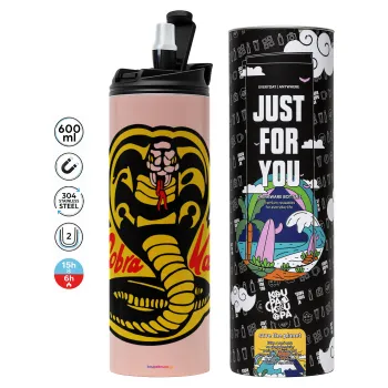 Cobra Kai Yellow, Tumbler stainless steel PINK 600ml