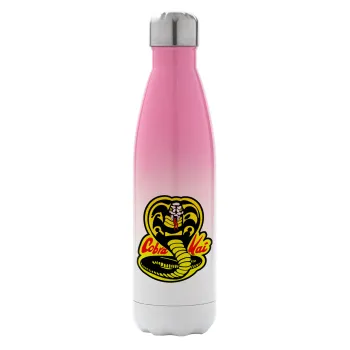 Cobra Kai Yellow, Metal mug thermos Pink/White (Stainless steel), double wall, 500ml