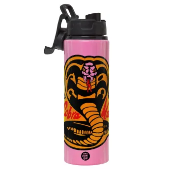 Cobra Kai Yellow, Μεταλλικό παγούρι νερού με καπάκι ασφαλείας, αλουμινίου 850ml