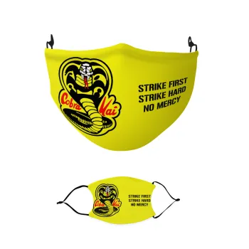 Cobra Kai Yellow, Μάσκα υφασμάτινη παιδική πολλαπλών στρώσεων με υποδοχή φίλτρου