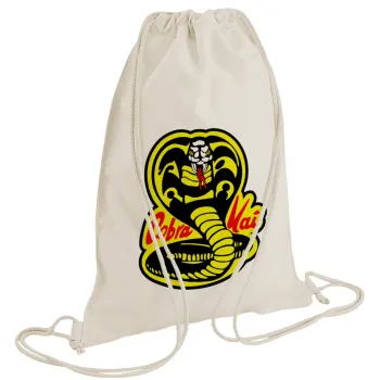 Cobra Kai Yellow, Backpack bag GYMBAG natural (28x40cm)