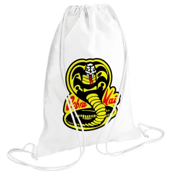 Cobra Kai Yellow, Backpack pouch GYMBAG white (28x40cm)