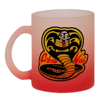 Cobra Kai Yellow, Κούπα γυάλινη δίχρωμη με βάση το κόκκινο ματ, 330ml