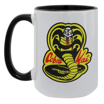 Cobra Kai Yellow, Κούπα Mega 15oz, κεραμική Μαύρη, 450ml