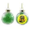 Transparent Christmas tree ball ornament with green filling 8cm