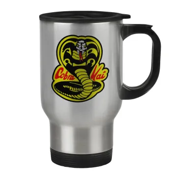 Cobra Kai Yellow, Κούπα ταξιδιού ανοξείδωτη με καπάκι, διπλού τοιχώματος (θερμό) 450ml
