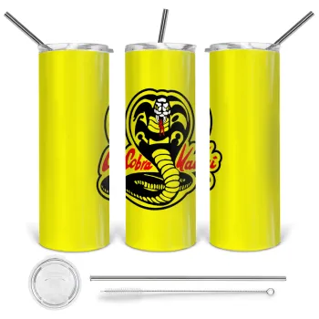Cobra Kai Yellow, Tumbler stainless steel 600ml, with metal straw & cleaning brush