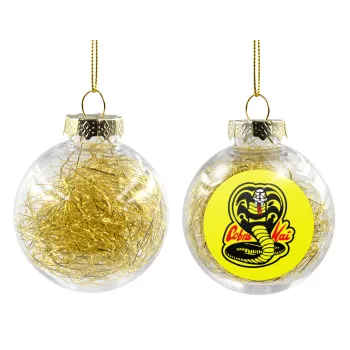 Cobra Kai Yellow, Transparent Christmas tree ball ornament with gold filling 8cm