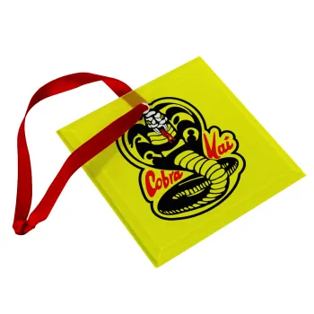 Cobra Kai Yellow, Christmas ornament, glass square ornament 9x9cm