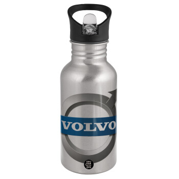 VOLVO, Water bottle Silver with straw, stainless steel 500ml