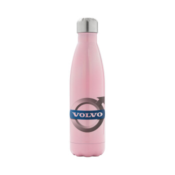 VOLVO, Μεταλλικό παγούρι θερμός Ροζ Ιριδίζον (Stainless steel), διπλού τοιχώματος, 500ml