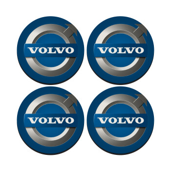 VOLVO, SET of 4 round wooden coasters (9cm)
