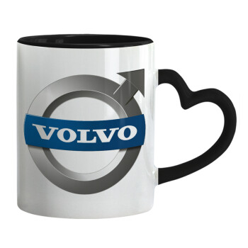 VOLVO, Mug heart black handle, ceramic, 330ml