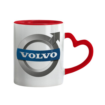 VOLVO, Mug heart red handle, ceramic, 330ml