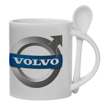 VOLVO, Ceramic coffee mug with Spoon, 330ml (1pcs)