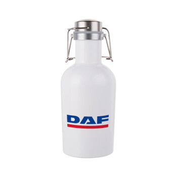 DAF, Μεταλλικό παγούρι Λευκό (Stainless steel) με καπάκι ασφαλείας 1L