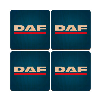 DAF, ΣΕΤ x4 Σουβέρ ξύλινα τετράγωνα plywood (9cm)