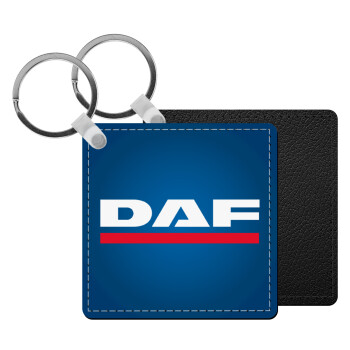 DAF, Μπρελόκ Δερματίνη, τετράγωνο ΜΑΥΡΟ (5x5cm)