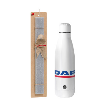 DAF, Πασχαλινό Σετ, μεταλλικό παγούρι θερμός ανοξείδωτο (500ml) & πασχαλινή λαμπάδα αρωματική πλακέ (30cm) (ΓΚΡΙ)