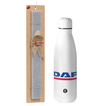 DAF, Πασχαλινό Σετ, μεταλλικό παγούρι Inox (700ml) & πασχαλινή λαμπάδα αρωματική πλακέ (30cm) (ΓΚΡΙ)