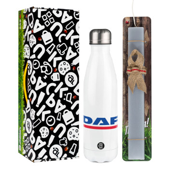 DAF, Easter candle, metallic white thermos bottle (500ml) & aromatic flat candle (30cm) (GRAY)