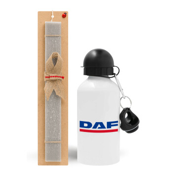 DAF, Easter Set, metallic aluminum water bottle (500ml) & aromatic flat Easter candle (30cm) (GRAY)