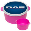 DAF, ΡΟΖ παιδικό δοχείο φαγητού (lunchbox) πλαστικό (BPA-FREE) Lunch Βox M16 x Π16 x Υ8cm