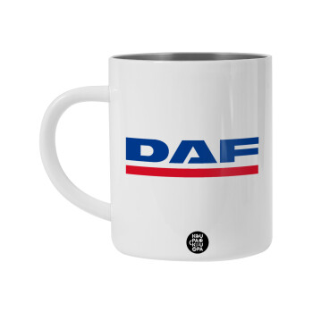 DAF, Λευκή Ανοξείδωτη Μεταλλική Κούπα 450ml - Διπλού Τοιχώματος 