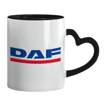 DAF, Mug heart black handle, ceramic, 330ml
