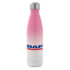 Metal mug thermos Pink/White (Stainless steel), double wall, 500ml