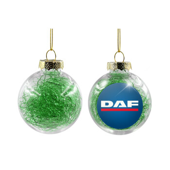 DAF, Χριστουγεννιάτικη μπάλα δένδρου διάφανη με πράσινο γέμισμα 8cm