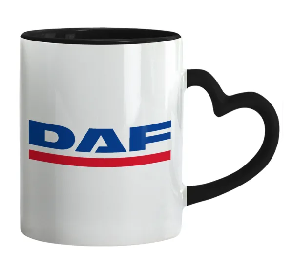 DAF — Mug heart black handle, ceramic, 330ml