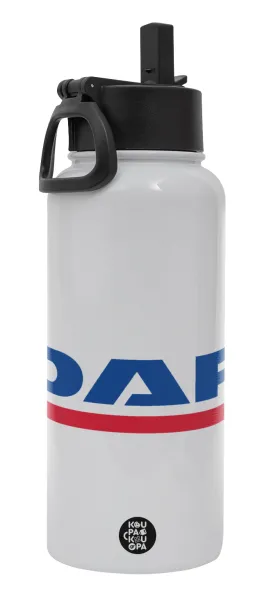 DAF — Metal mug thermo White with Straw and Spout Lid (Stainless steel), double wall, 950ml