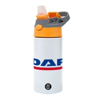 DAF, Παιδικό παγούρι θερμό, ανοξείδωτο, με καλαμάκι ασφαλείας, Πορτοκαλί/Γκρι (360ml) BPA-FREE