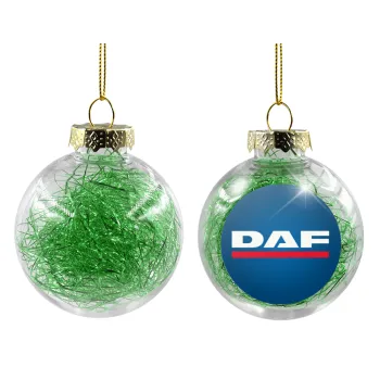 DAF, Transparent Christmas tree ball ornament with green filling 8cm