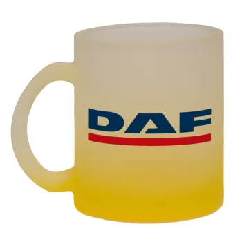 DAF, Κούπα γυάλινη δίχρωμη με βάση το κίτρινο ματ, 330ml