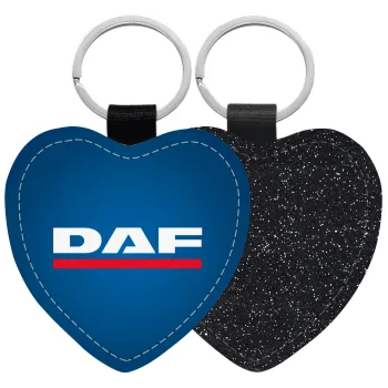 DAF, Μπρελόκ PU δερμάτινο glitter καρδιά ΜΑΥΡΟ