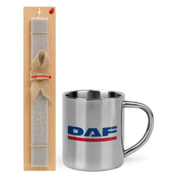 DAF, Easter Set, metallic thermal cup (300ml) & Easter aromatic flat candle (30cm) (GRAY)