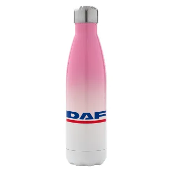 DAF, Μεταλλικό παγούρι θερμός Ροζ/Λευκό (Stainless steel), διπλού τοιχώματος, 500ml
