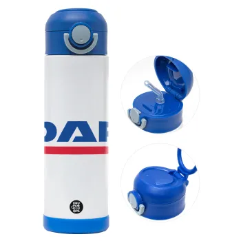 DAF, Παιδικό παγούρι θερμό, ανοξείδωτο, με καλαμάκι ασφαλείας, ΜΠΛΕ (500ml)