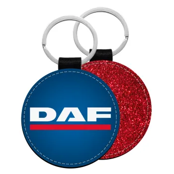 DAF, Μπρελόκ Δερματίνη, στρογγυλό ΚΟΚΚΙΝΟ (5cm)