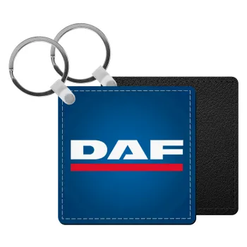 DAF, Μπρελόκ Δερματίνη, τετράγωνο ΜΑΥΡΟ (5x5cm)