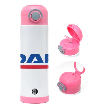 DAF, Children's hot water bottle, stainless steel, with safety straw, PINK (500ml)