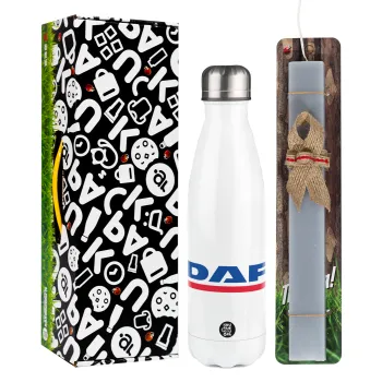 DAF, Easter candle, metallic white thermos bottle (500ml) & aromatic flat candle (30cm) (GRAY)